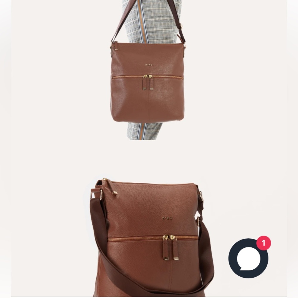 KIKO genuine Pebble brown Leather shoulder crossbody bag adjustable strap